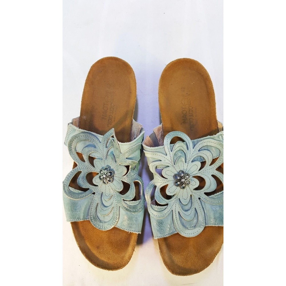 Naot Women's Blue Decorative Leather Slide Sandals